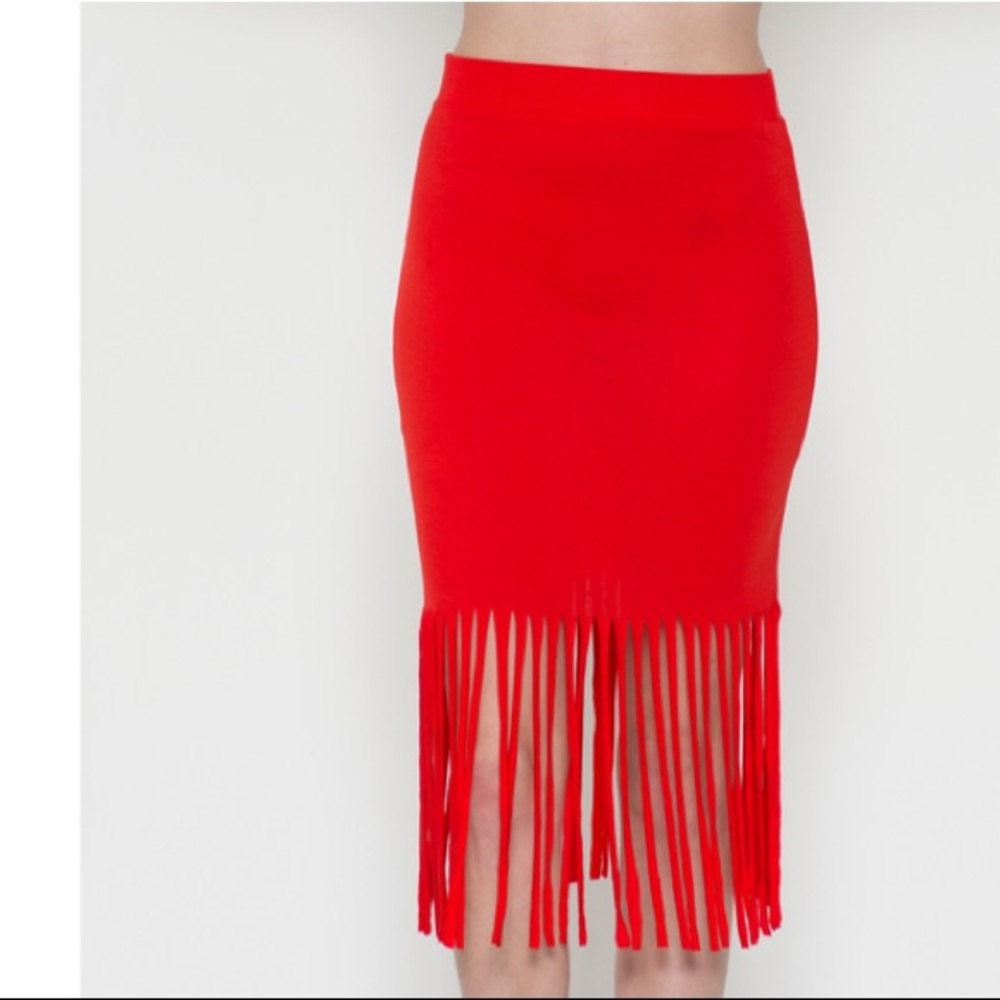 Saucy Red fringe skirt!